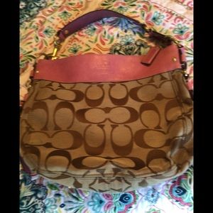 COACH Large Logo and Leather Satchel